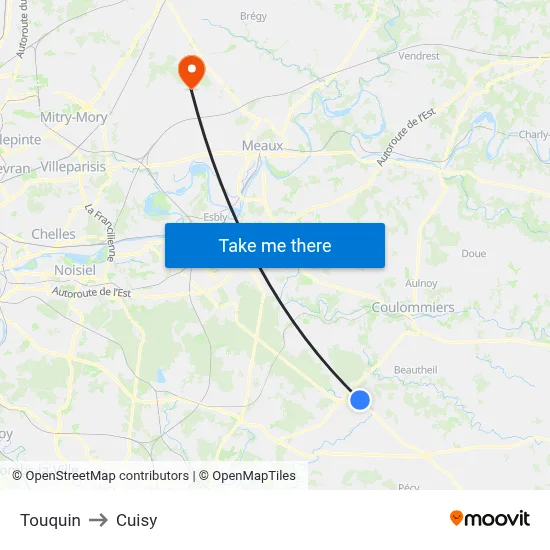 Touquin to Cuisy map