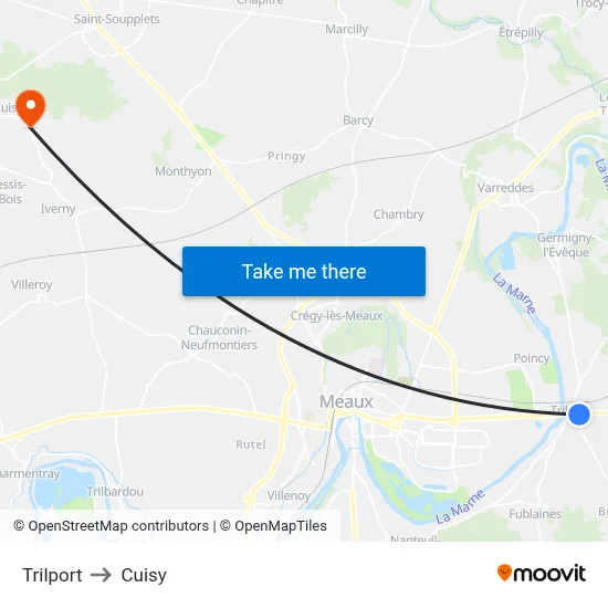 Trilport to Cuisy map