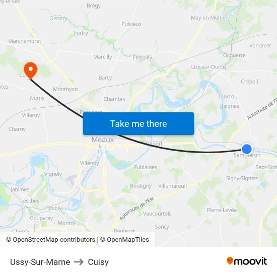 Ussy-Sur-Marne to Cuisy map