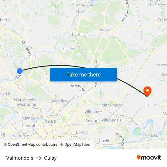 Valmondois to Cuisy map