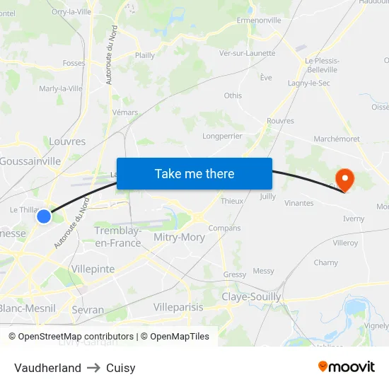 Vaudherland to Cuisy map