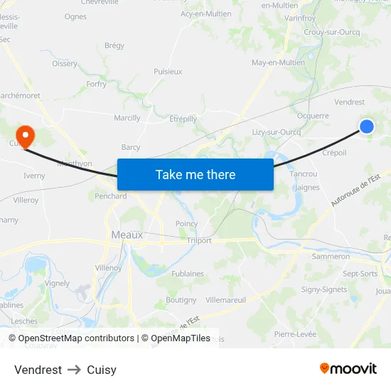 Vendrest to Cuisy map