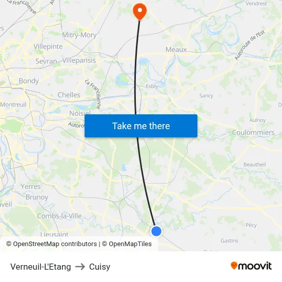 Verneuil-L'Etang to Cuisy map