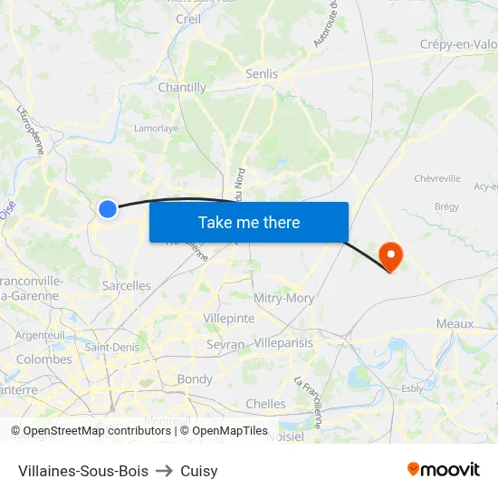 Villaines-Sous-Bois to Cuisy map