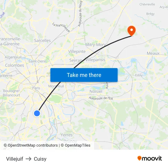 Villejuif to Cuisy map