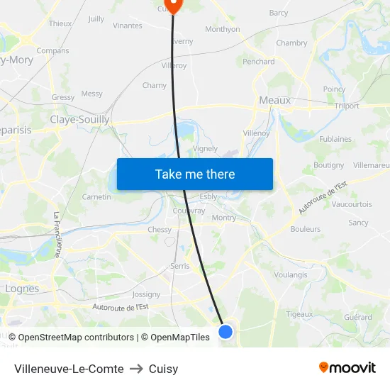 Villeneuve-Le-Comte to Cuisy map