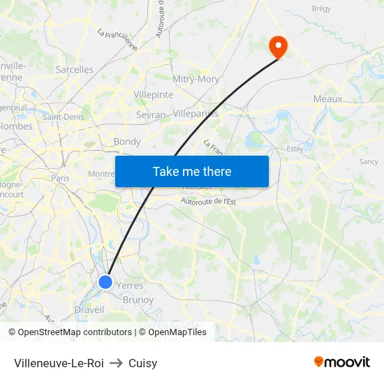 Villeneuve-Le-Roi to Cuisy map