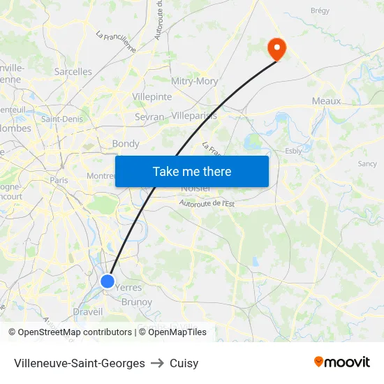 Villeneuve-Saint-Georges to Cuisy map