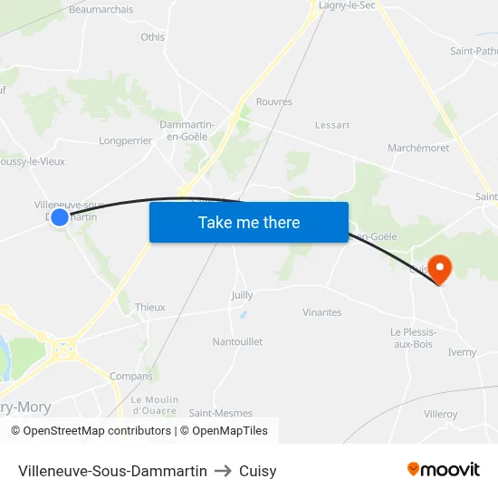 Villeneuve-Sous-Dammartin to Cuisy map