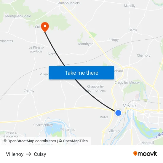 Villenoy to Cuisy map