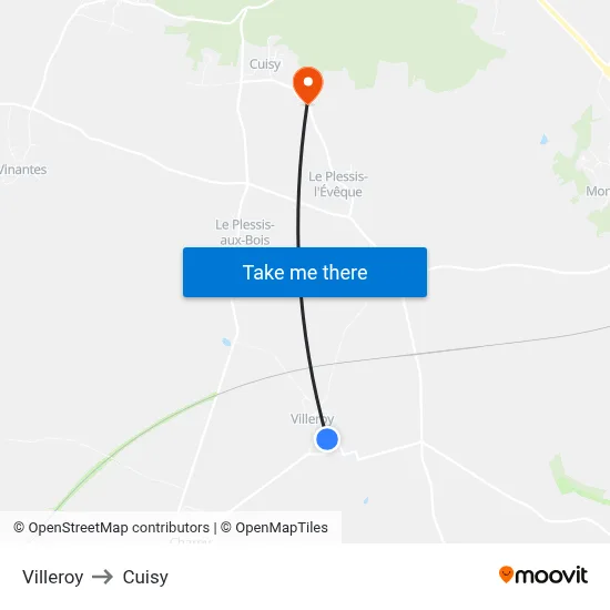 Villeroy to Cuisy map