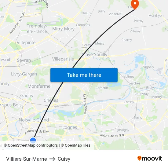 Villiers-Sur-Marne to Cuisy map