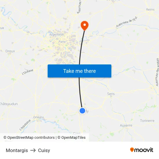Montargis to Cuisy map