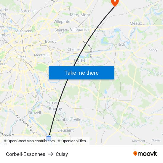 Corbeil-Essonnes to Cuisy map