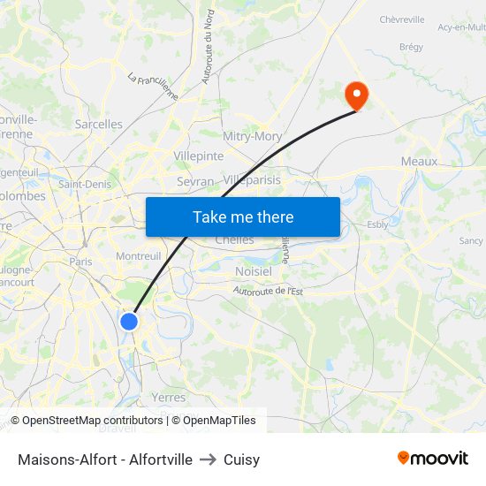 Maisons-Alfort - Alfortville to Cuisy map