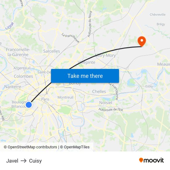 Javel to Cuisy map