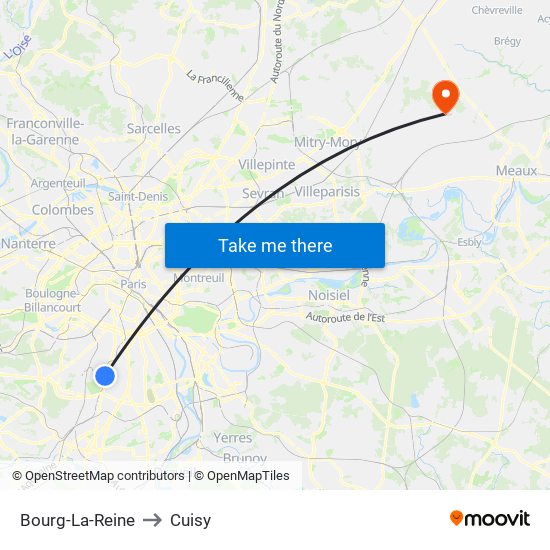Bourg-La-Reine to Cuisy map