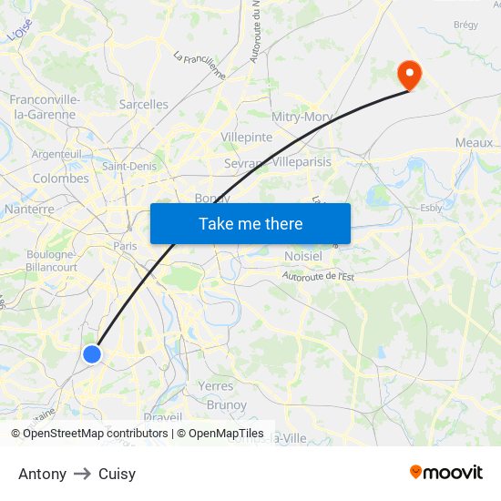 Antony to Cuisy map