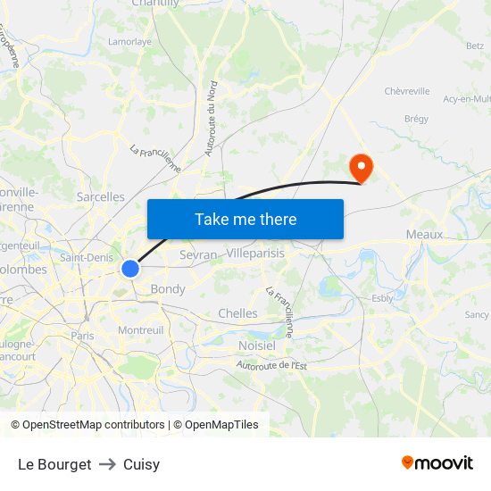Le Bourget to Cuisy map