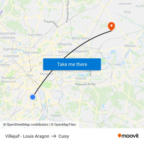 Villejuif - Louis Aragon to Cuisy map