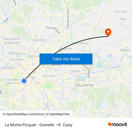 La Motte-Picquet - Grenelle to Cuisy map