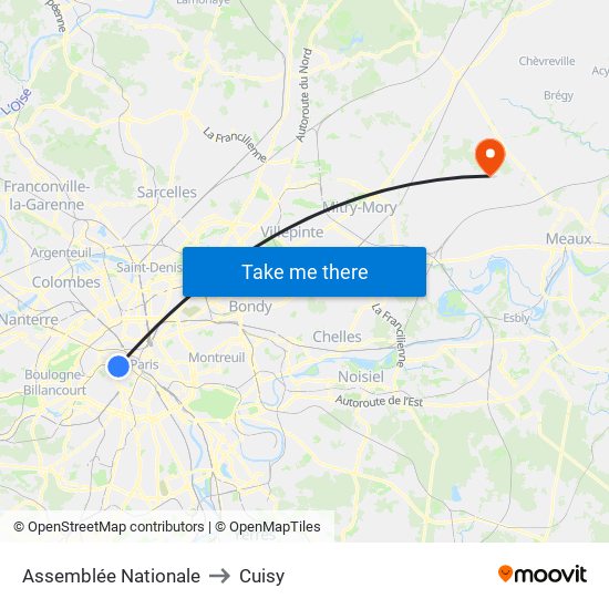 Assemblée Nationale to Cuisy map