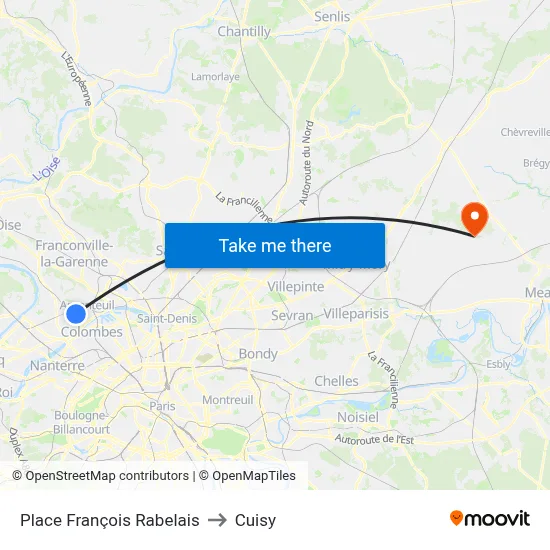 Place François Rabelais to Cuisy map