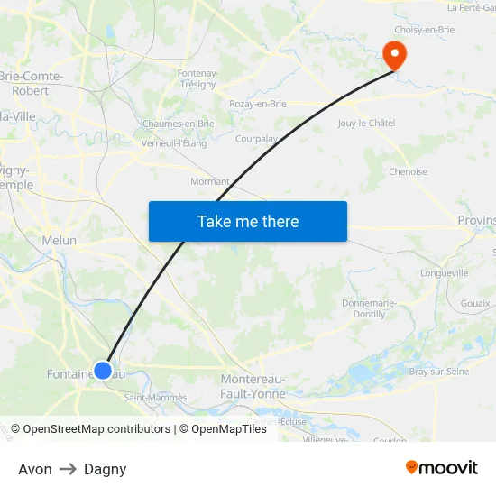 Avon to Dagny map