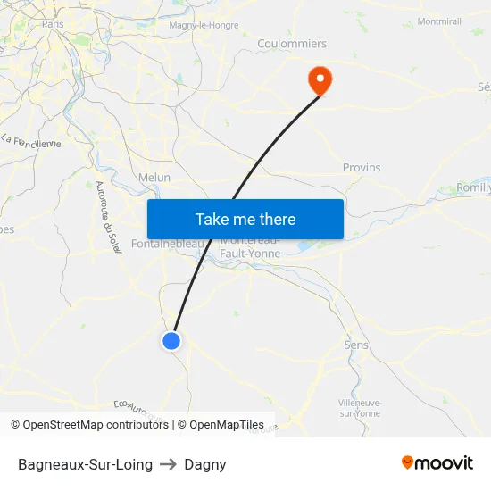 Bagneaux-Sur-Loing to Dagny map