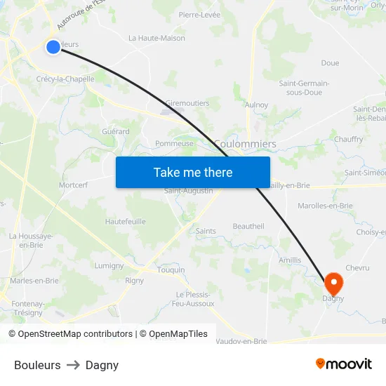 Bouleurs to Dagny map