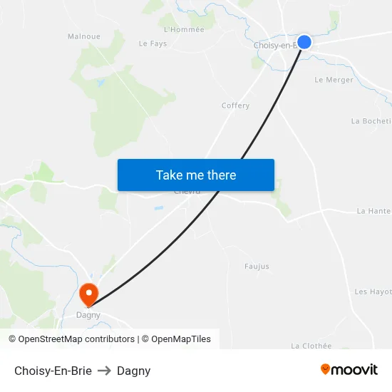 Choisy-En-Brie to Dagny map