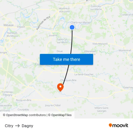 Citry to Dagny map