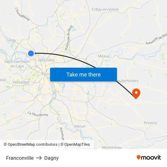 Franconville to Dagny map