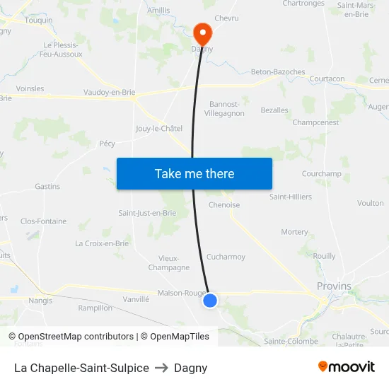 La Chapelle-Saint-Sulpice to Dagny map