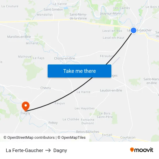 La Ferte-Gaucher to Dagny map