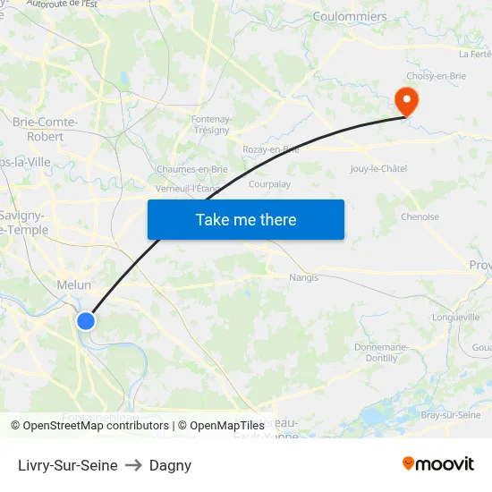 Livry-Sur-Seine to Dagny map