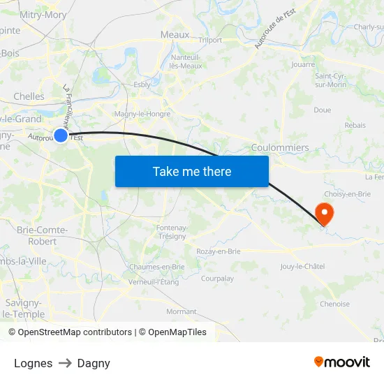 Lognes to Dagny map