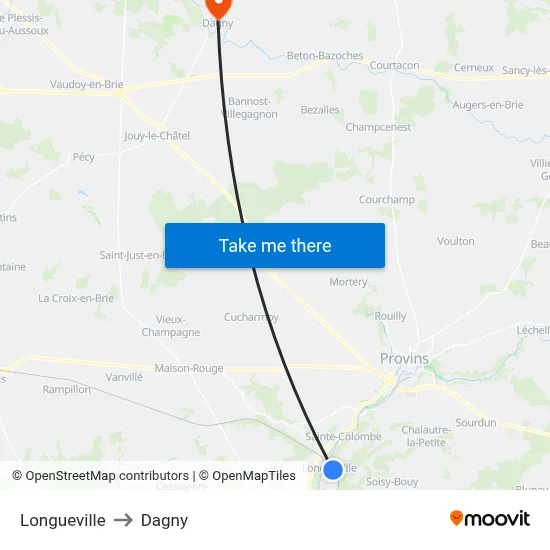 Longueville to Dagny map