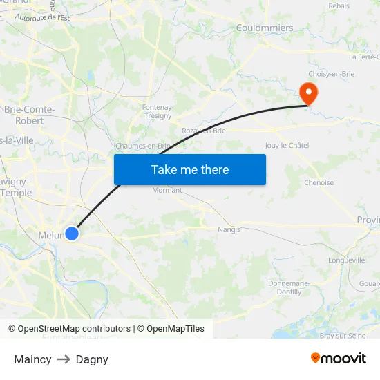 Maincy to Dagny map
