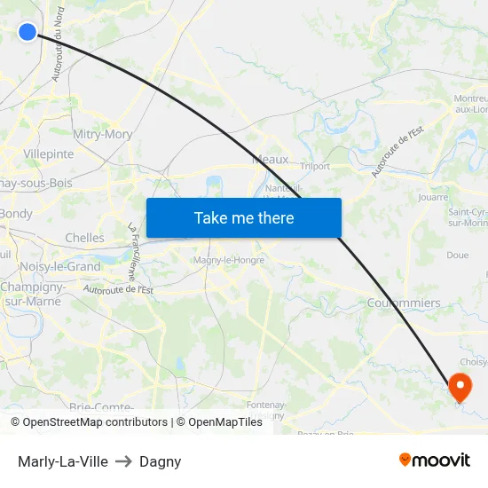 Marly-La-Ville to Dagny map