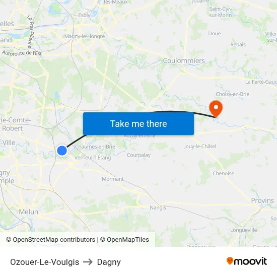 Ozouer-Le-Voulgis to Dagny map