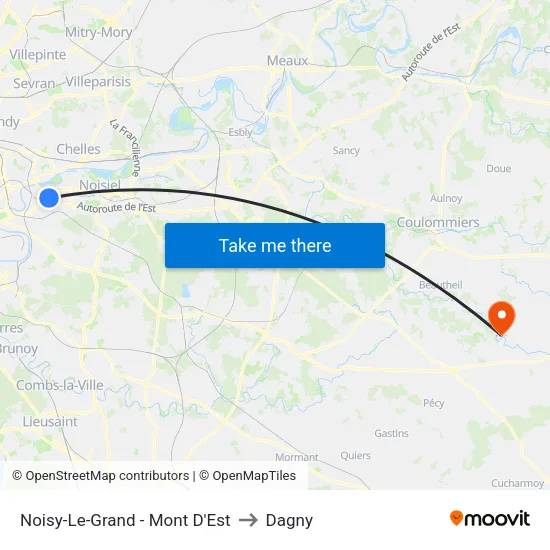 Noisy-Le-Grand - Mont D'Est to Dagny map