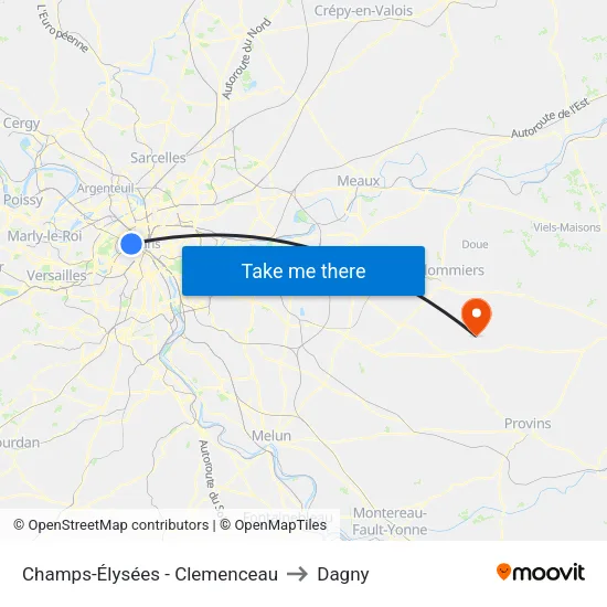 Champs-Élysées - Clemenceau to Dagny map