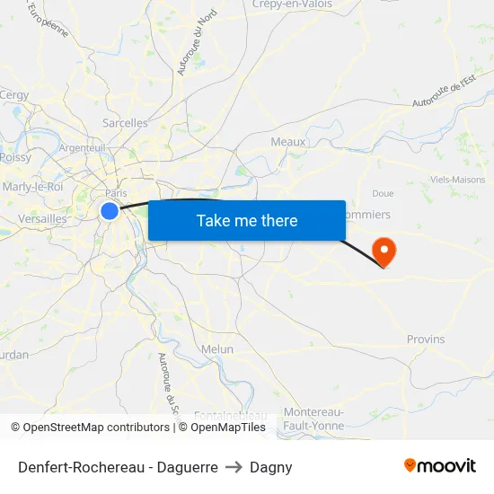 Denfert-Rochereau - Daguerre to Dagny map