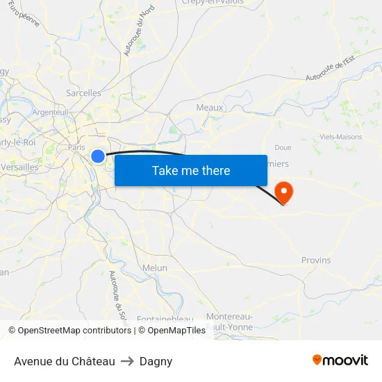 Avenue du Château to Dagny map