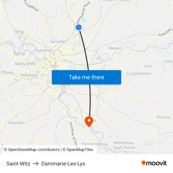 Saint-Witz to Dammarie-Les-Lys map