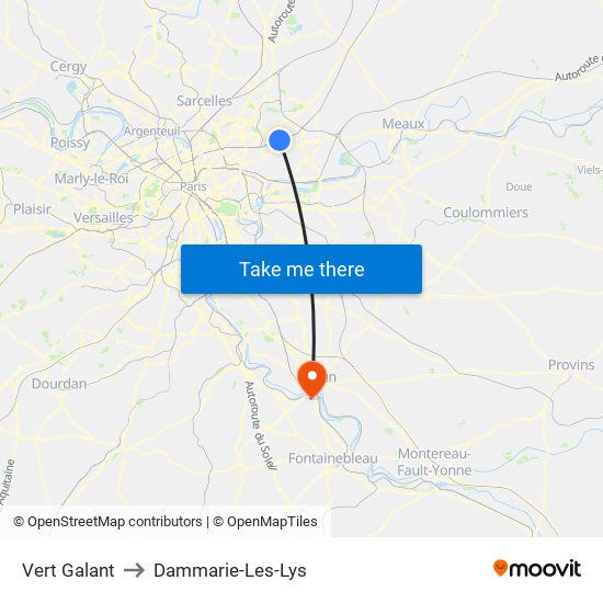 Vert Galant to Dammarie-Les-Lys map