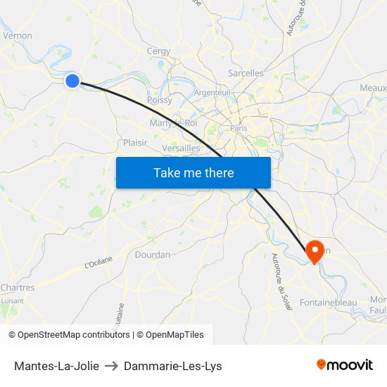 Mantes-La-Jolie to Dammarie-Les-Lys map