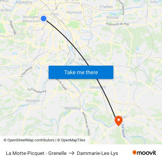 La Motte-Picquet - Grenelle to Dammarie-Les-Lys map