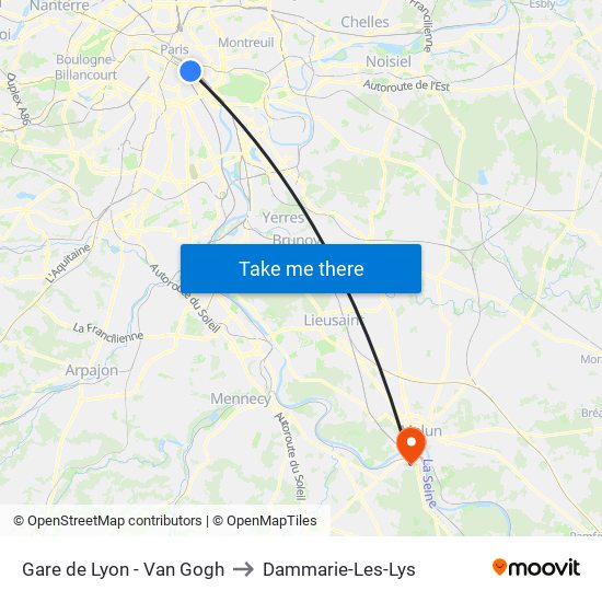 Gare de Lyon - Van Gogh to Dammarie-Les-Lys map